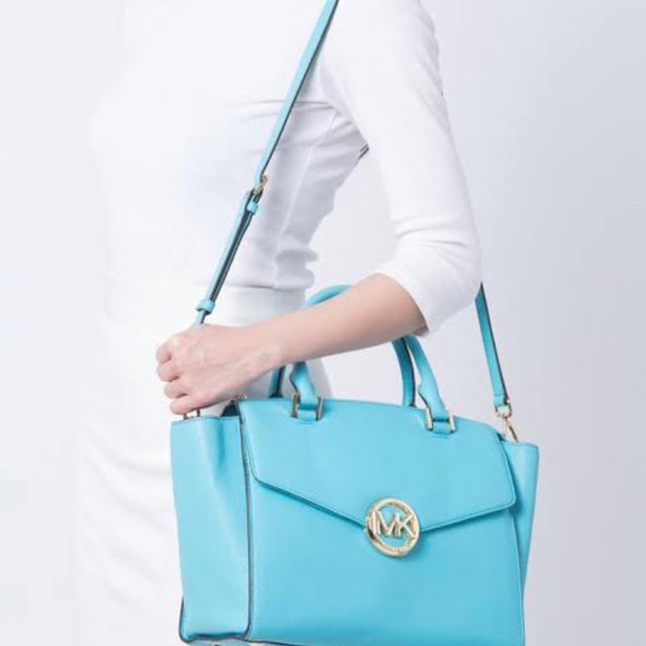 Michael Kors Hudson Aqua Marine Satchel Bag - Picture 5 of 9